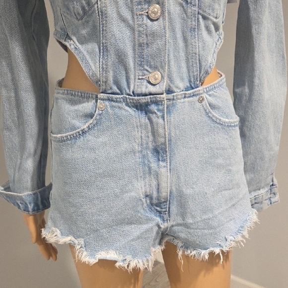 Zara Denim Cutout Jumpsuit - Picture 4 of 14